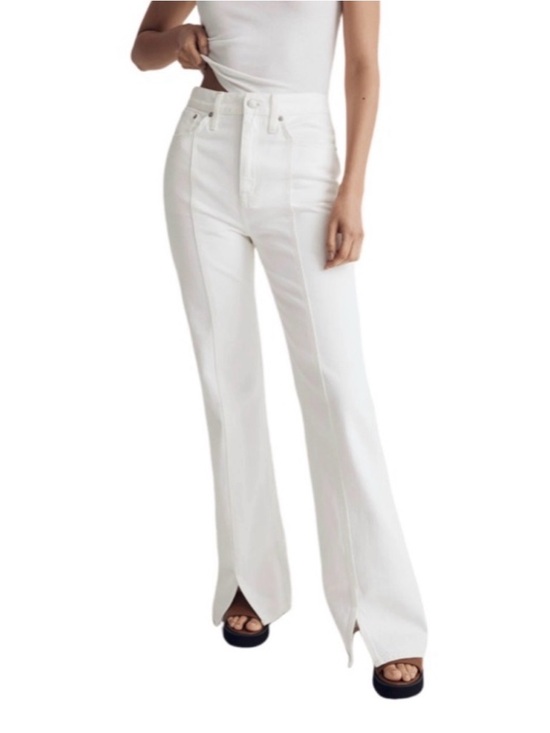 Madewell Denim - Madewell Baggy Flare Jeans Women’s Sz 26 Tile White High Rise Wide Leg Split Hem